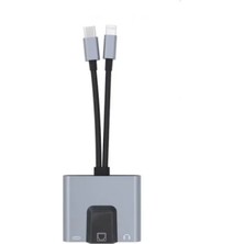 Marsilyan ZR815 Lightning Type-C 3 In 1 Ethernet Çevirici Aux