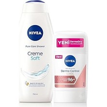 Uravas Store Creme Soft Duş Jeli 750ML ve Stick Deodorant Derma Control Clinical 50ML, 96 Saat Anti-Perspirant