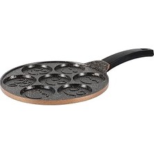 Uravas Store Serenk Fun Cooking Gülen Yüz Alüminyum Döküm Granit Kaplama Pankek Tava 26 cm