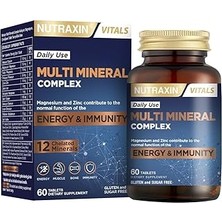Uravas Store Nutraxin Multi Mineral Complex | 12 Mineral Içeren Takviye | Vegan | 60 Tablet | Kalsiyum, Magnezyum, Çinko, Demir ve Daha Fazlası