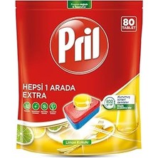 Uravas Store Pril Hepsi Bir Arada Extra Tablet Bulaşık Deterjanı 80 Yıkama, 80 Tablet