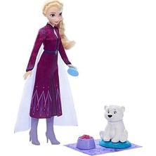 Uravas Store Mattel Disney Karlar Ülkesi Elsa Bebek ve Yavru Ayıcık Figürü, Ayıcığın Yatağı ve Battaniyesi Dahil 4 Aksesuar, JFG16