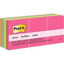 Uravas Store Post-It Mini Notlar, 3,8x5 Cm, 12 Ped, Amerika'nın 1 Numaralı Favori Yapışkan Notları, Poptimistic Koleksiyonu, Parlak Renkler (Macenta, Pembe, Mavi, Yeşil), Temiz Kaldırma, Geri Dönüştürülebilir