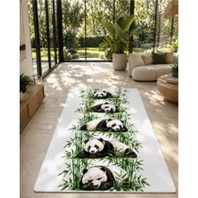 Panda ve Bambu Desenli Dekoratif Halı – Dijital Baskılı Kaymaz Taban Yıkanabilir Modern Tasarım Halı, Farklı Ölçü Seçenekleri Dijital Baskı Halı