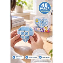 Toyfest Magic Snake Sihirli Yılan 48 Parça Yj Kalp Şekilli Bükülebilir Zekâ Küpü Mavi Beyaz