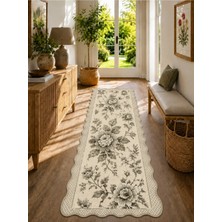 Zng Design Home Botanica Luxe Collection English Rose Kişiye Özel Üretim Dekoratif Kaymaz Taban Antre/hol Halısı – Dijital Baskı, Yıkanabilir, Farklı Ölçü Seçenekleri