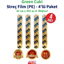 Green Cuki Streç Film "pe" 8mic. 30 Cm. x 300M.(4'LÜ Kutu-Dökme)