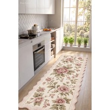 Zng Design Home Botanica Luxe Collection English Rose Kişiye Özel Üretim Dekoratif Kaymaz Taban Mutfak Halısı – Dijital Baskı, Yıkanabilir, Farklı Ölçü Seçenekleri