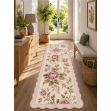 Zng Design Home Botanica Luxe Collection English Rose Kişiye Özel Üretim Dekoratif Kaymaz Taban Antre/hol Halısı – Dijital Baskı, Yıkanabilir, Farklı Ölçü Seçenekleri
