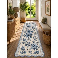 Zng Design Home Botanica Luxe Collection English Rose Kişiye Özel Üretim Dekoratif Kaymaz Taban Antre/hol Halısı – Dijital Baskı, Yıkanabilir, Farklı Ölçü Seçenekleri