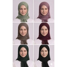 Düz Flamlı Pamuklu Tülbent Eşarp 6'lı Set ( Adaçayı Yeşili -Gül Kurusu - Vizon -Bordo - Haki - Siyah )