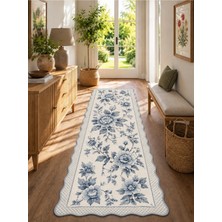 Zng Design Home Botanica Luxe Collection English Rose Kişiye Özel Üretim Dekoratif Kaymaz Taban Antre/hol Halısı – Dijital Baskı, Yıkanabilir, Farklı Ölçü Seçenekleri