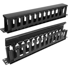 Uravas Store Powermaster TD-L801-12 19" 1u Rack Kabin Yatay Kablo Düzenleyici Kapaklı Kanal Yandan Geçişli