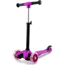 Uravas Store Mını Scooter Rıden Shıne Işıklı Scooter 55X57-64-71CM Fosforlu Renkli +2 Yaş - 40KG Max Taşıma Herhangi Bir Renk Gönderilir (5528)