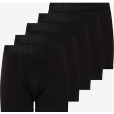 Lion Monroe Erkek Premium Saf Pamuklu Siyah 5'li Esnek Boxer Paketi Hediye Kutulu - Quite Black