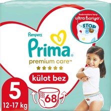 Prima Premium Care Külot Bebek Bezi 5 Beden  Junior 11-16 kg 68 Adet İkiz Paket 34 Adet *2 Ad Süper Yumuşak Koruma