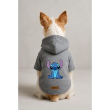 Uravas Store Baskılı Içi Polarlı Köpek ve Kedi Kıyafeti & Elbisesi - Gri Renk Kapüşonlu Hoodie BE339 M