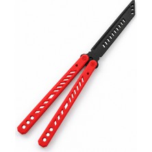 Nakshi 3D Baskı Kelebek Trainer Oyuncak Bıçak – Katlanabilir Beceri ve Stres Oyuncağı, Osmanlı Motifli Desen (Kırmızı - Siyah)