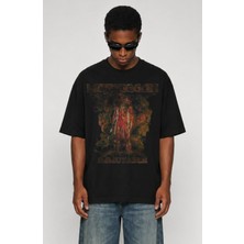 Fuddy Moda Unisex Meshuggah Immutable Baskılı Tişört, Oversize Rock Band Temalı Tshirt