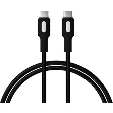 Uravas Store Coral Type C-C Power Delivery Hızlı Şarj Kablosu, Siyah Kablo, Beyaz/siyah Uçlar (120 Cm)