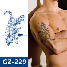 Uravas Store Geometrik ve Kübik Kaplan Tasarımlı Yarı Kalıcı 1 Ay Kalıcı Geçici Dövme Kol ve Omuz Tattoo