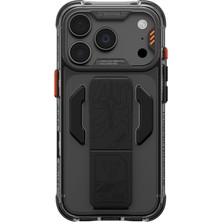 iPhone 18 Pro Max Kılıf M-Safeli Teknoloji Desenli Skinarma Helio Ce Mag Charge Standlı Kapak Füme
