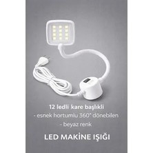 Nova Dikiş Makinesi led lamba - Mıknatıslı Spiralli - 12 Led'li Kare Lamba - Esnek Boyunlu - Parlak Işık
