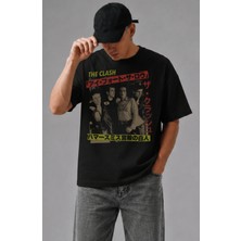 Fuddy Moda Unisex The Clash I Fought The Law Baskılı Bisiklet Yaka Tişört, Oversize Rock Band Temalı Tshirt