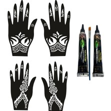 Uravas Store Çiçek Desenleri El Üstü Hint Kınasıyla Geçici Dövme Yapma Seti Siyah Renk