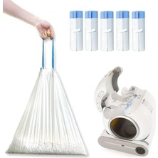 Uravas Store Haustier Otomatik Kedi Tuvaleti Büzgülü Çöp Poşeti 75 Adet (5X15 Adet, 45CM x 48CM)