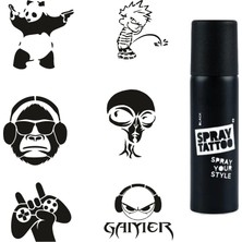 Uravas Store Çılgın Oyuncu Spray Tattoo Geçici Dövme Seti Dark Sprey Dövme Kiti