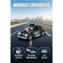 Farbu Oyuncak Volkswagen Beetle Midnight Crusher Gt Araba 12 cm - Işıklı ve Kapıları Açılan Alev Desenli Araba