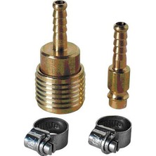 Uravas Store Orijinal Einhell Hortum Bağlantı Seti, 4 Parça 6 mm (Kompresör Aksesuarı, 4 Parçalı Set, 1x Tek Elle Hızlı Bağlantı Parçası, 2x Hortum Kelepçesi Dahil) - 4139500