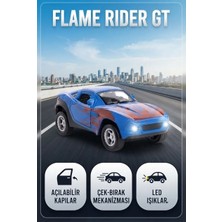 Farbu Oyuncak Flame Rider Mustang Gt Mavi Araba 12 cm - Kapıları Açılan LED Işıklı Yarış Arabası
