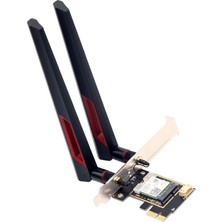 Store Of Wifi WiFi 6E Ağ Kartı, Intel AX210 Çipli, PCIe, Tri-Band (2.4/5/6GHz), Bluetooth 5.3, 2x10 dBi Antenli