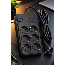 Airstor Ftr-11 6'li Termal Akım Korumalı Priz 3-Usb Giriş