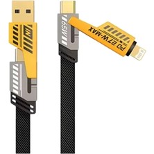Renas Store 4'ü 1 Arada Metal Hızlı Veri Kablosu – 65W Güç, 27W Iphone Desteği, 480MBPS Aktarım