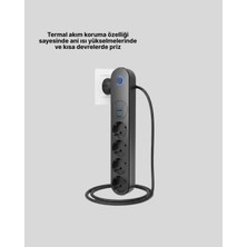 Renas Store 4’lü Çoklu Priz 2 USB Type-C Girişli Akım Korumalı Siyah