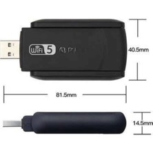 Renas Store Wifi Alıcı Dual Band USB 3.0 Adaptör Kablosuz Windows 7/8/10/11