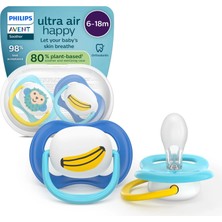 Philips Avent Ultra Air Emzik 6-18 Ay, Erkek, Ortodontik, Yumuşak Silikon Uçlu, Bpa Içermez, Taşıma ve Hijyen Kutulu, 2'li Paket, SCF080/26
