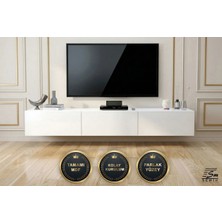 Semih Mobilya Modern Mdf Duvara Monte 180 cm  Parlak Beyaz Tv Ünitesi – Minimalist Şık Tasarım