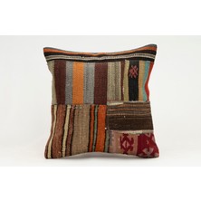 Kilim Wholesale El Yapımı Kilimden Yapılmış Vintage Kırlent Kılıfı, Yün, 40X40 cm