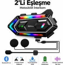 Abbruch Motosiklet Kask Interkom Ipx6 Su Geçirmez Ikili Bağlantılı Rgb Işıklı Bluetooth Kulaklık