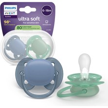 Philips Avent Ultra Soft Emzik, Ortodontik, Esnek Emzik Kalkanı,  6-18 Ay, Erkek, SCF091/42