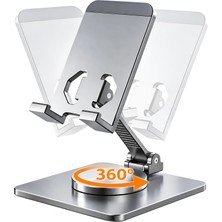 Dexmon Metal Katlanabilir Masaüstü Telefon Tutucu ve Tablet Standı 360 Derece Dönen Ayarlanabilir Stand