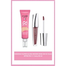 Pure Beauty Deborah Super Gloss Brown Rose 09+Cc Krem SPF50 Pa++++ Ivory 30 ml