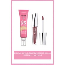 Pure Beauty Deborah Super Gloss Pearly Chestnut 08+Bb Krem SPF50 Pa++++ Ivory 30 ml