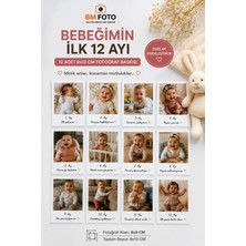 Bm Foto Kişiye Özel Bebeğimin Ilk 12 Ayı Fotoğraf Baskısı | 12 Adet 8X10 cm | Aylık Bebek Anı Kartları