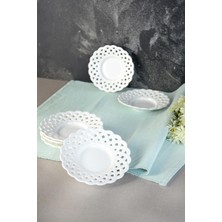Paçi Dantel Motifli Porselen 6lı Çay Tabağı