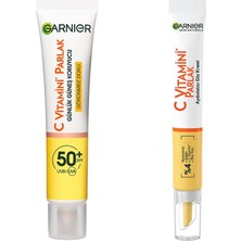 Velora Garnier C Vitamini Günlük Uv Korumalı Güneş Yüz Kremi SPF50 Görünmez Doku 40ML & C Vitamini Parlak Aydınlatıcı Göz Kremi Cilt Bakım Seti